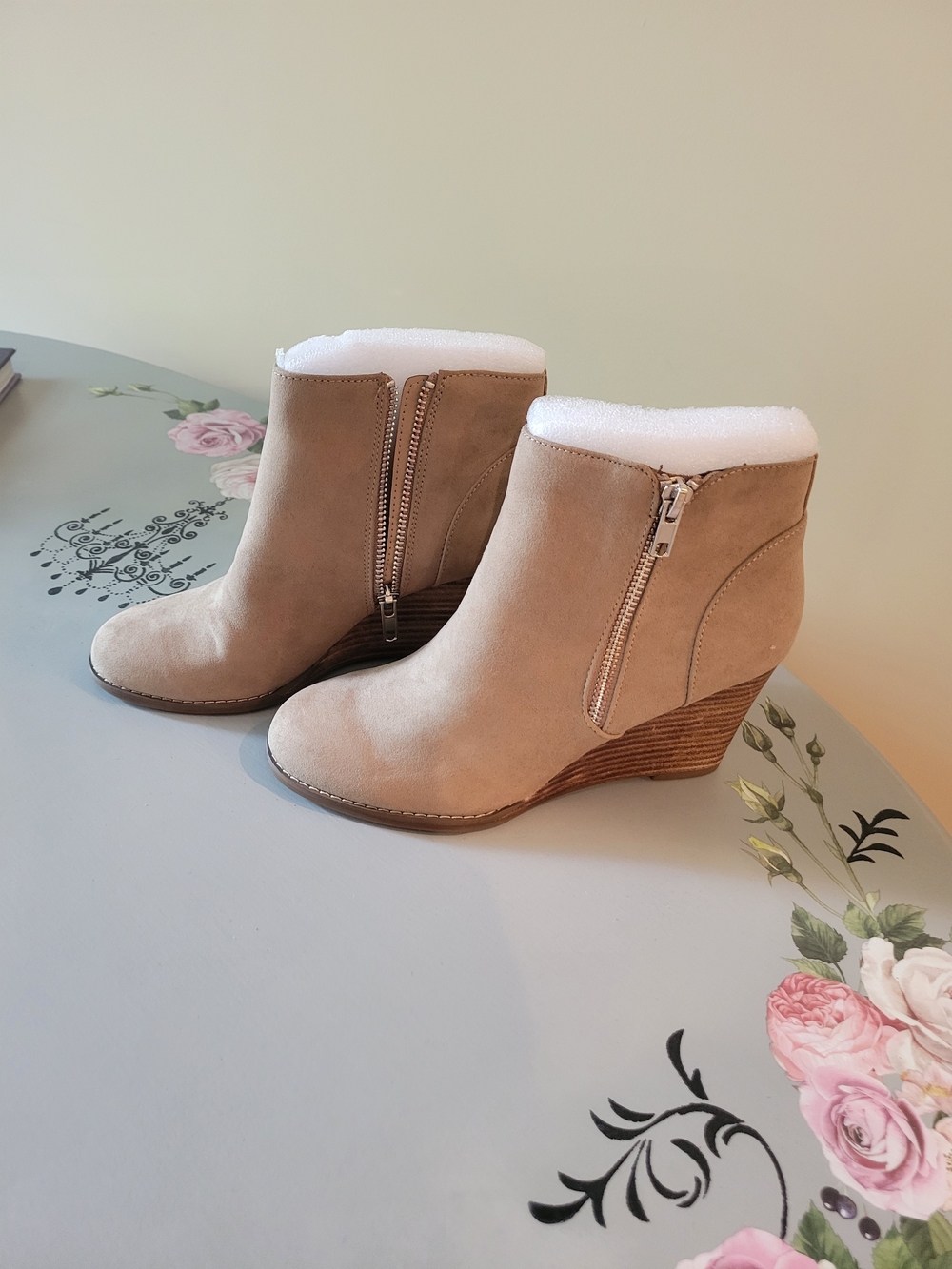 Madden Girl Beige Wedge Ankle Booties